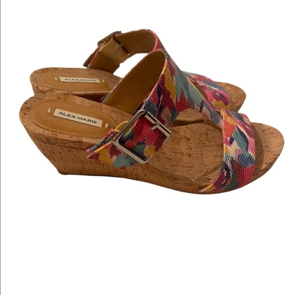 Alex Marie Wedge Multicolored Sandals Size 7M - Picture 5 of 8